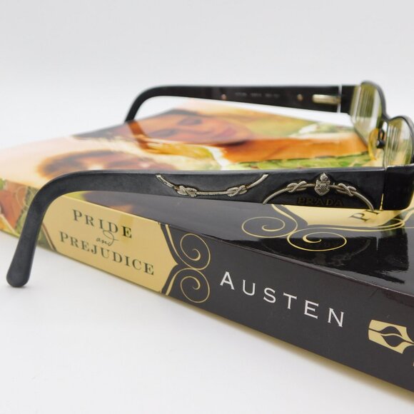 Prada Rx Eyeglasses | Black with Silver Tone Flourishes on Frames | Fair Cond - Picture 10 of 12